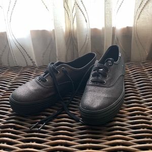 Keds platform sneakers,black with silver-ish shine
